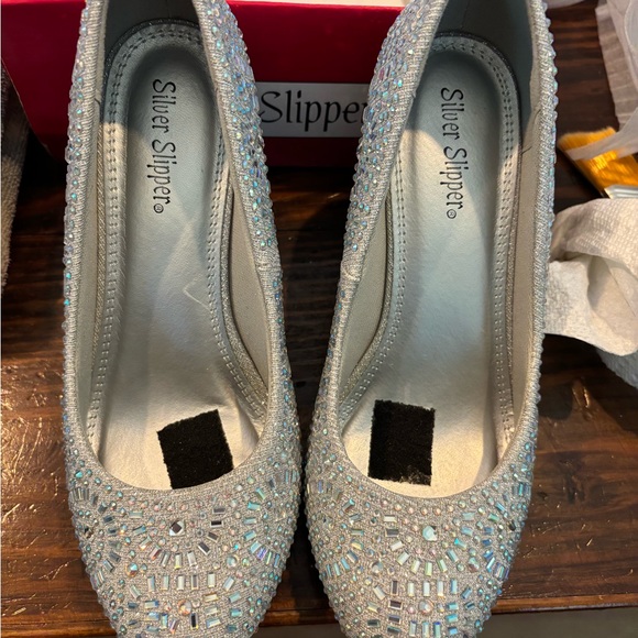 Silver Slipper Rhinestone Heels - Picture 1 of 6
